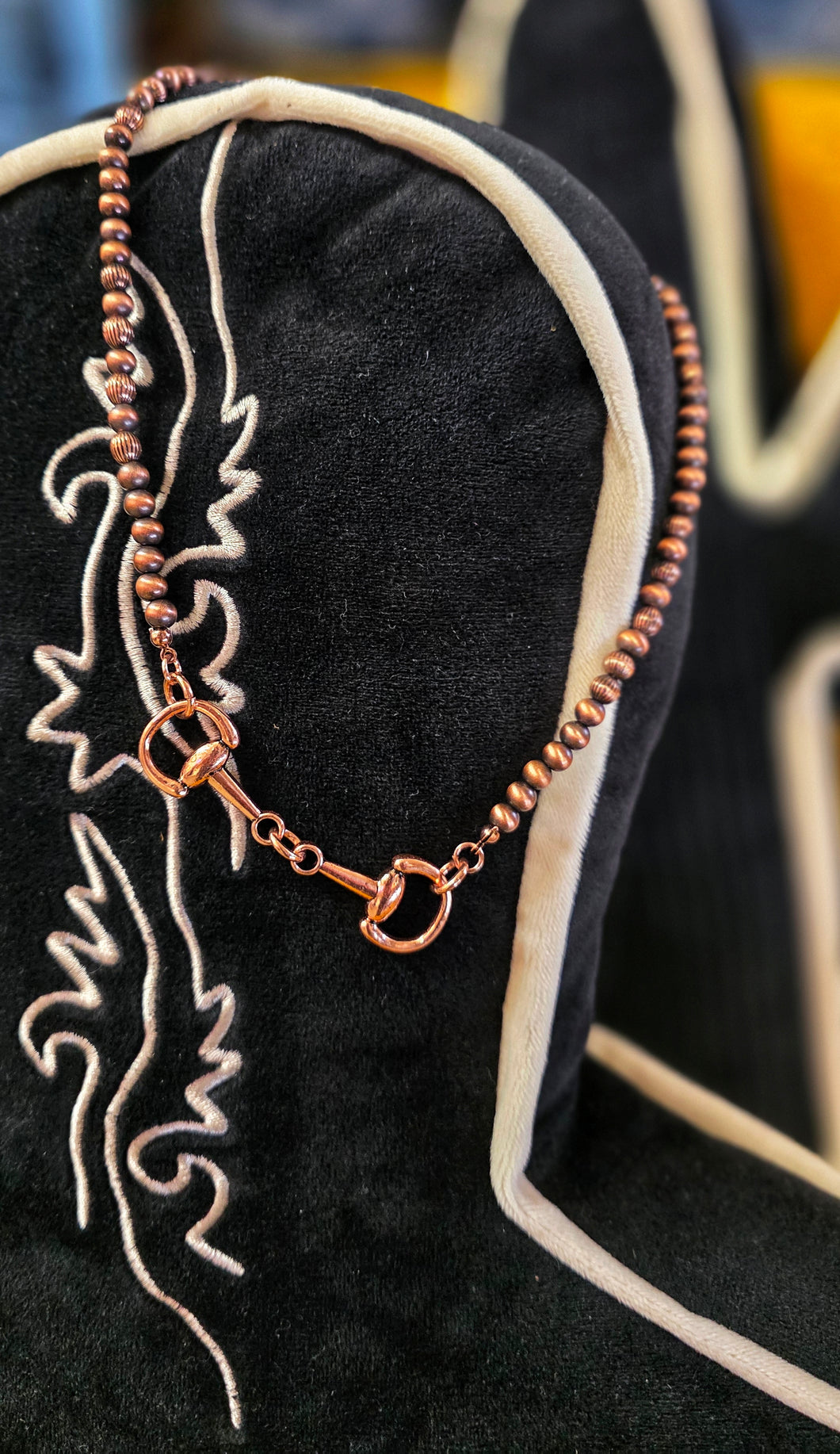 Bronze snaffle bit necklace