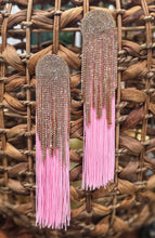 Rainbow tassel fringe bling earrings