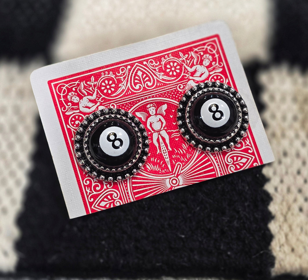 8 ball studd earrings
