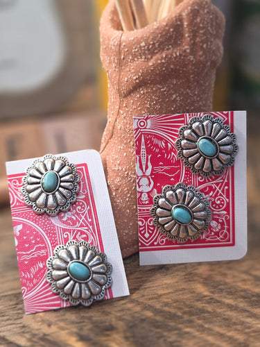 Turquoise concho stud earrings