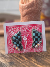 Checkered bolt earrings