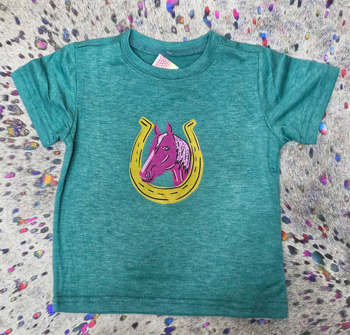 Blinged horse kid tee