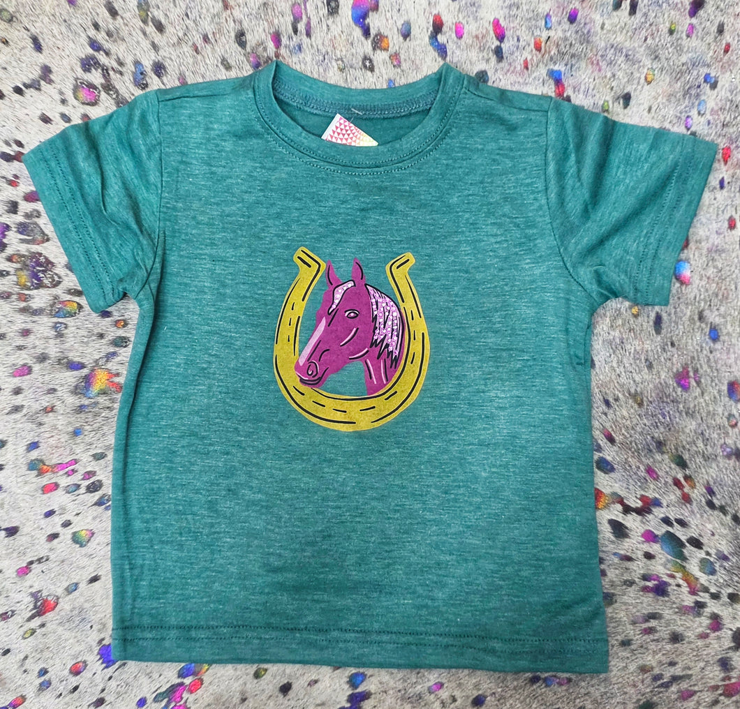 Blinged horse kid tee