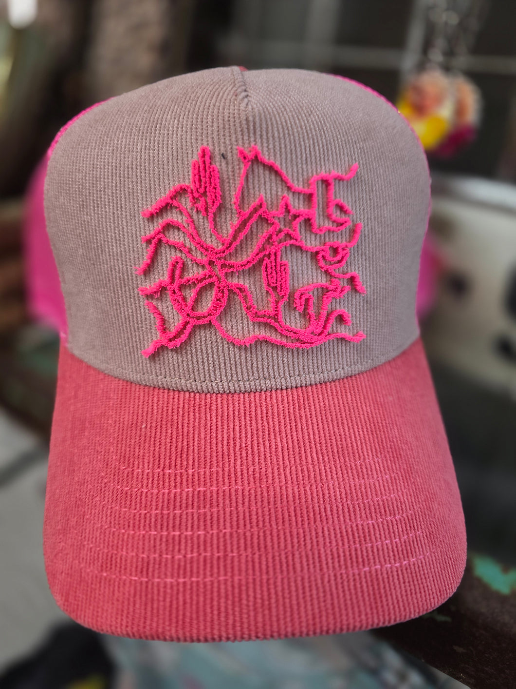 Courderoy western hot pink hat