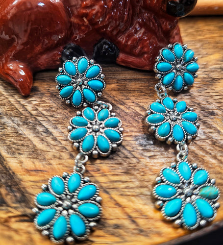 Triple turquoise drop earrings
