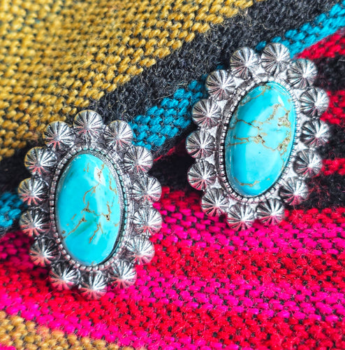 Big stud turquoise earrings