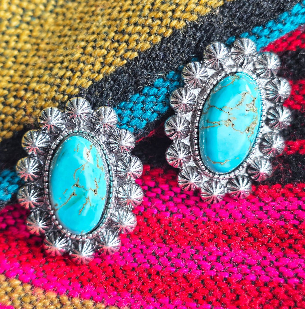 Big stud turquoise earrings