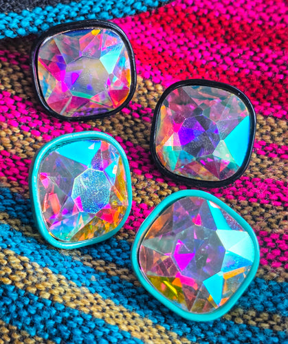 Single gemstone bling earrings