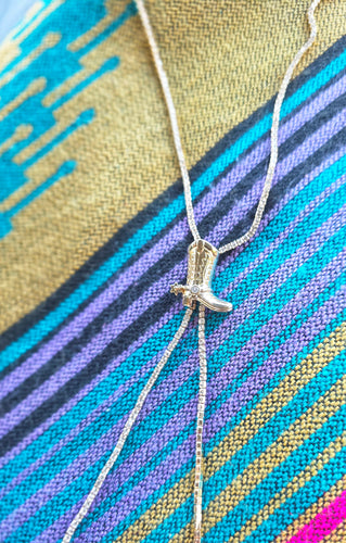 Rhinestoned lasso bolo necklace