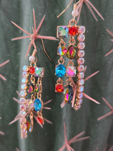 Tri strand gemstone earrings