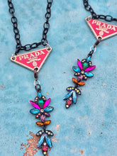 Prad drop bling pink necklace