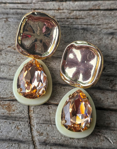 Chunky gold gemstone earrings