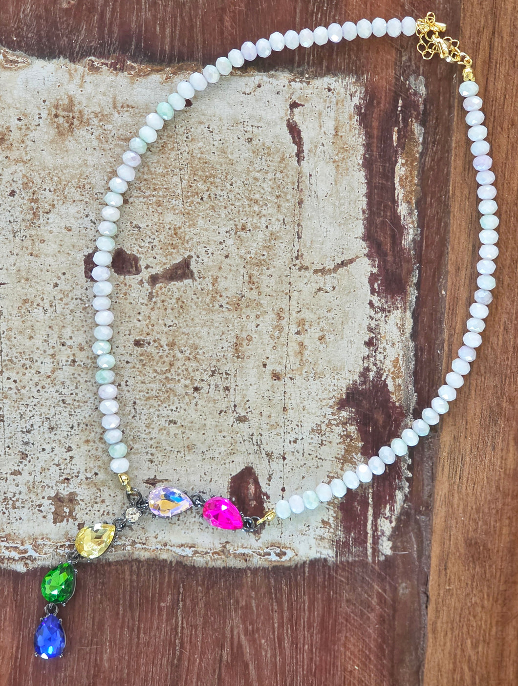 Rainbow gem dreams lariet necklace