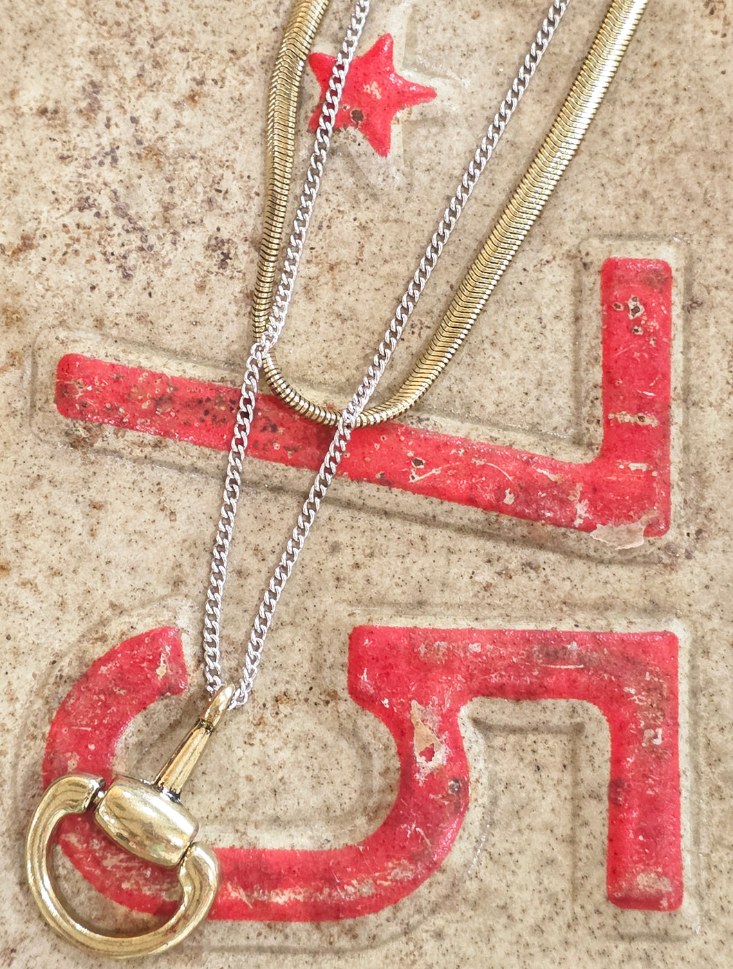 Snake chain mixed metals stirrup