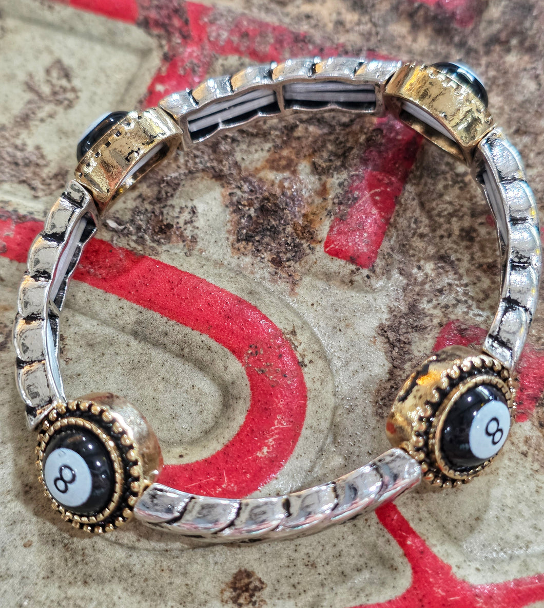 8 ball mixed metal bracelet