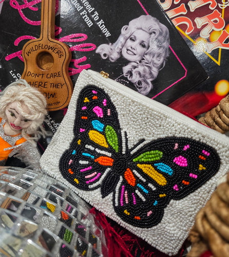 Butterfly beaded coin purse