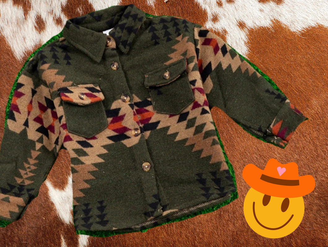Green with envy aztec shacket