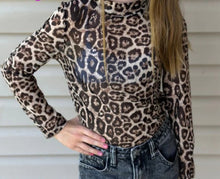 Mesh leopard long sleeve top