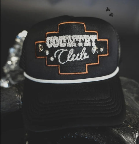 Studded & patched country club trucker cap / hat