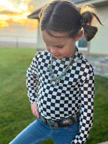 Checkered race track mesh tee