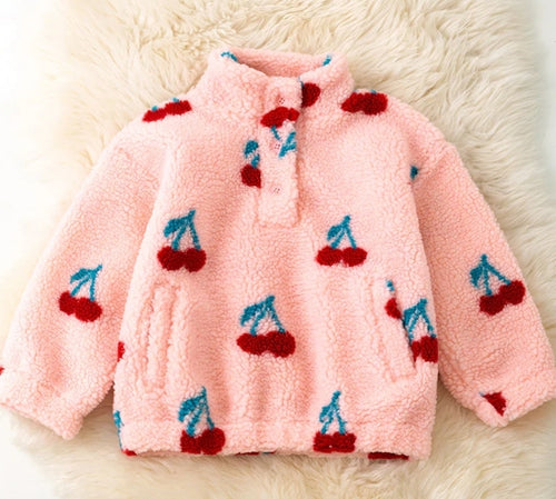 Cherry pop sherpa shacket