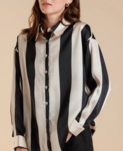 Striped oversized button up shirt