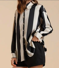 Striped oversized button up shirt