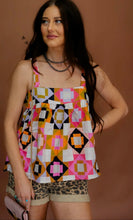Quilted coral aztec top/tank