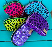 Neon leopard make up pouch