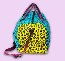 Neon leopard print duffle bag