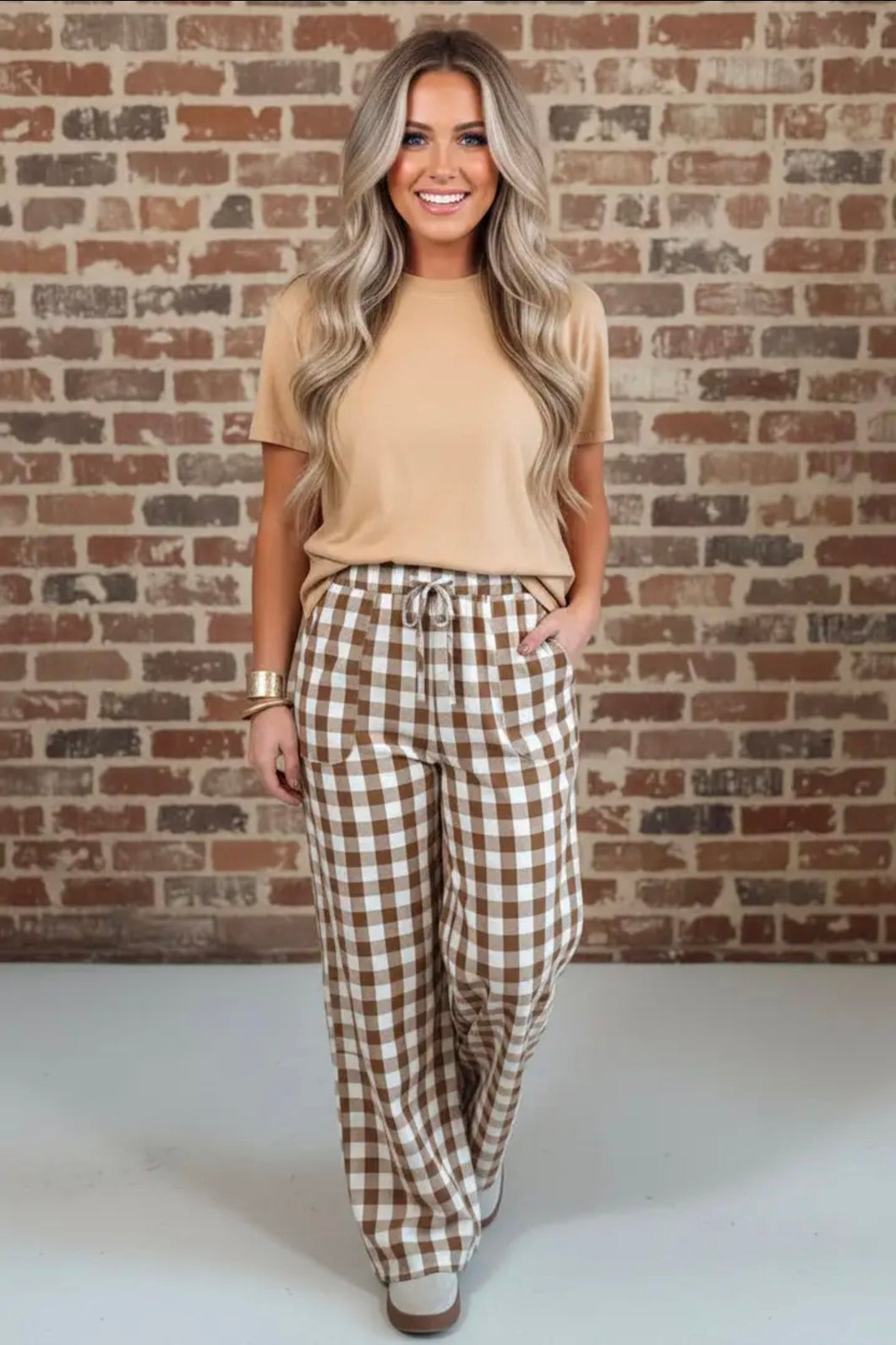 Mamacita gingham drawstring pants
