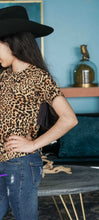 Leopard fringed sequined patched tee