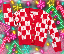 Kids candy cane checkered cardi