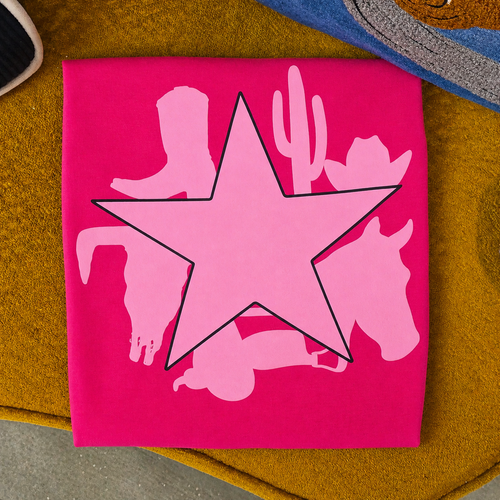 Pink oversized star cowgal tee