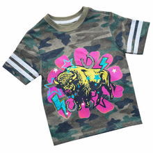 Wild camo buffalo kids tee