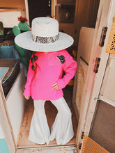 Hot pink cowgirl distressed sweater