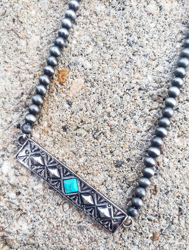 Turquoise accent San Angelo Bar Necklace