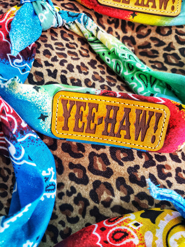Yeehaw Tie Dye Leather Patched Bandana