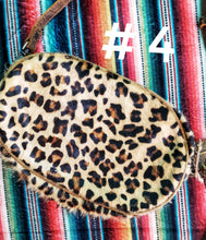 Leopard hair on hide mini back pack/ or mini purse with an add on keychain option