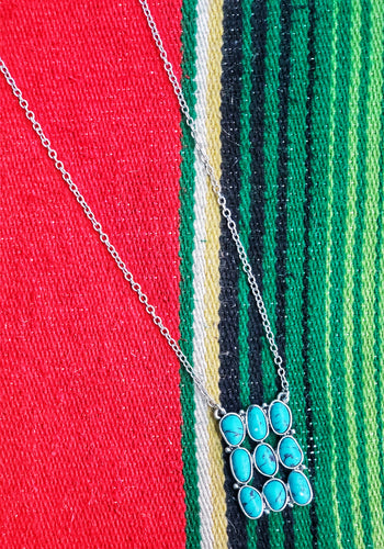 Patchwork turquoise stone necklace