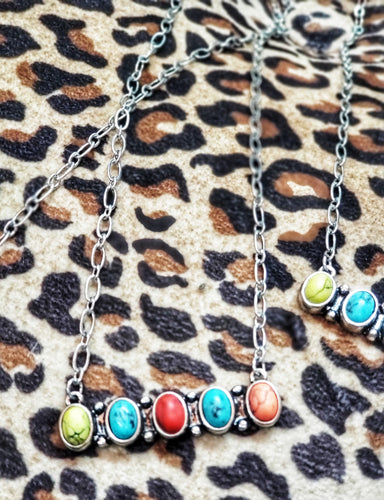 Stone valley multi colored chain necklace