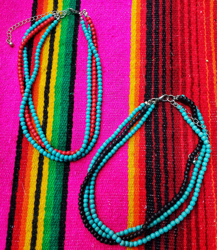 Triple strand beaded choker