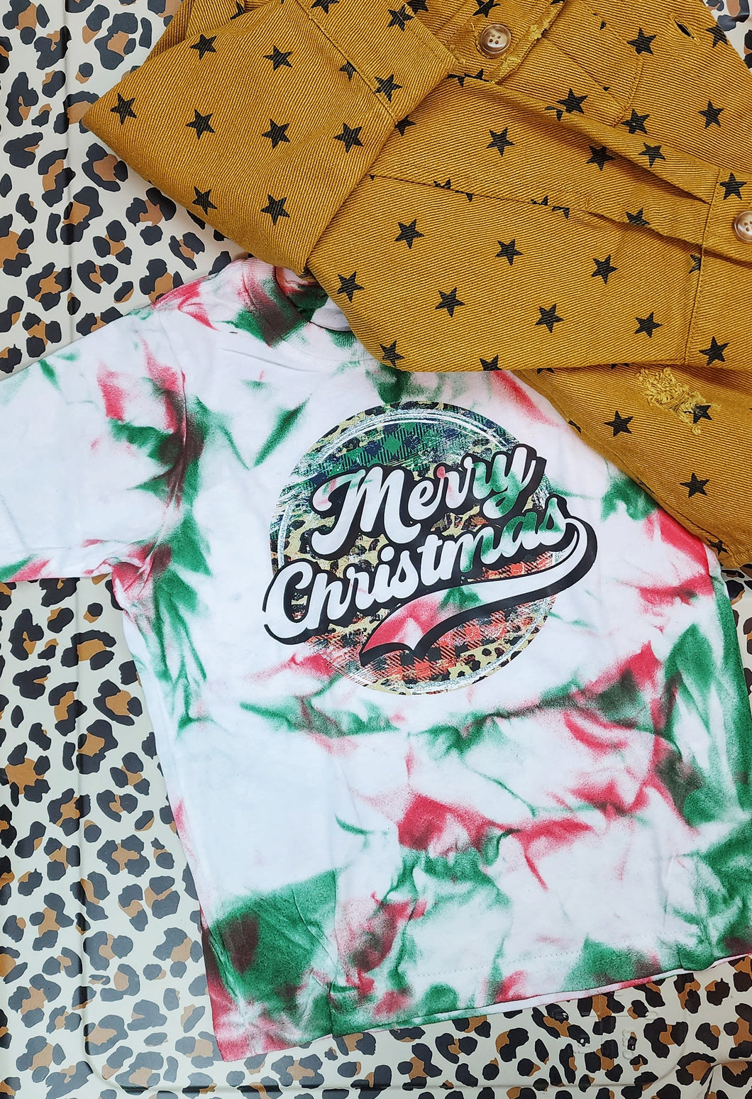 Merry christmas tie dyed tee