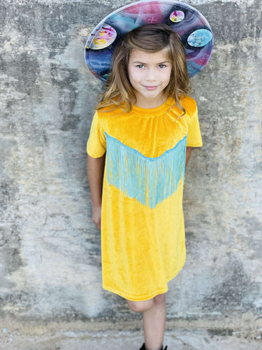 Out of this world fringed velvet dress